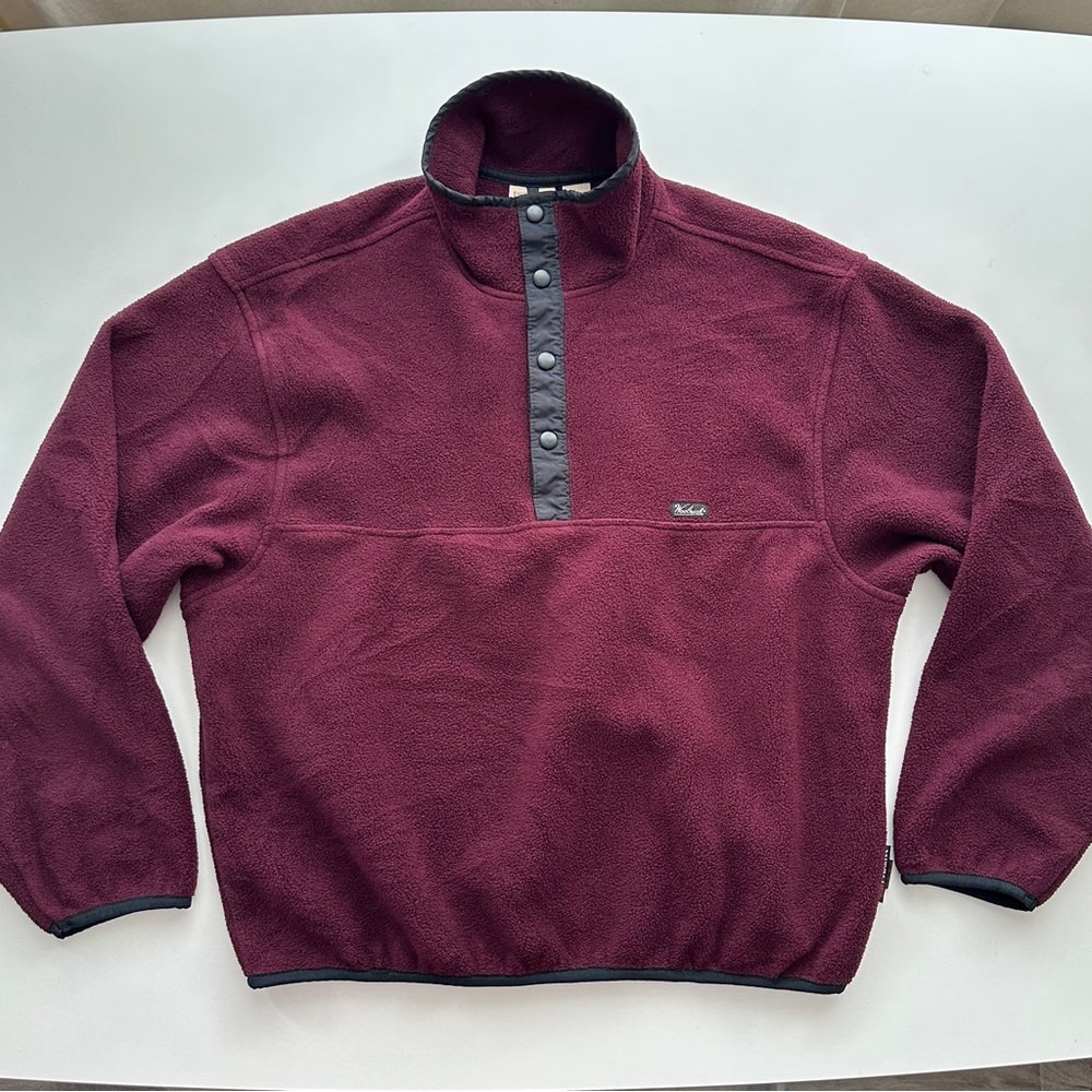 Vintage Woolrich Men’s Burgundy Maroon Fleece Pullover L 90s Made in Mexico